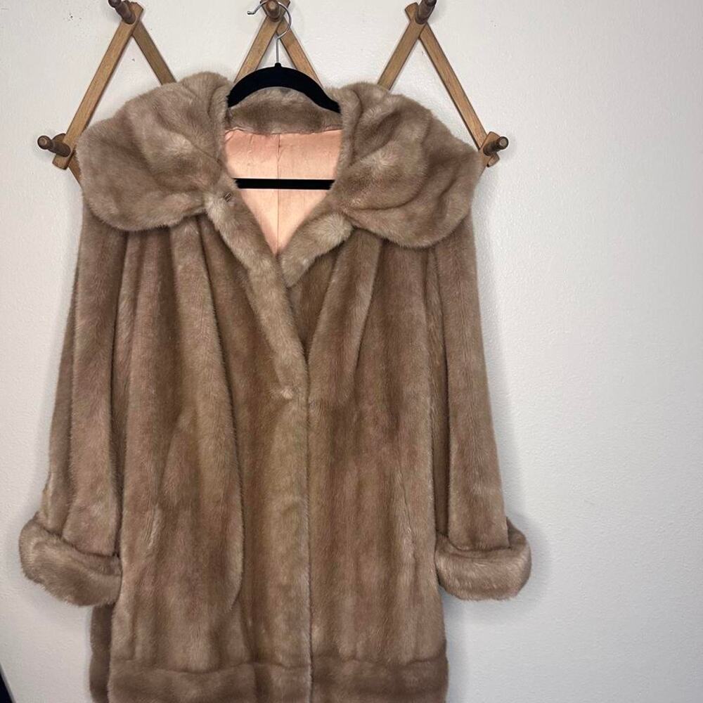 Tan vintage faux fur coat